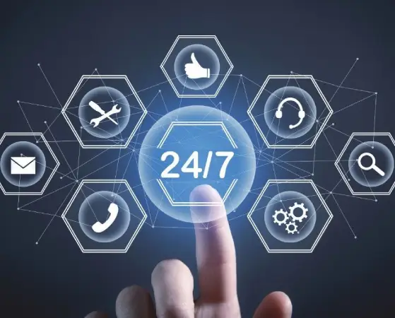 24/7 real-time personal assistant monitoring illustration