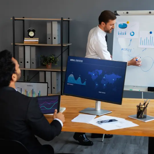 Virtual assistant dashboard showing automated reporting and data management